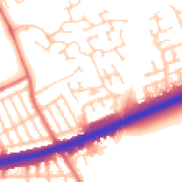Daytime road noise heatmap for NE7 7FD