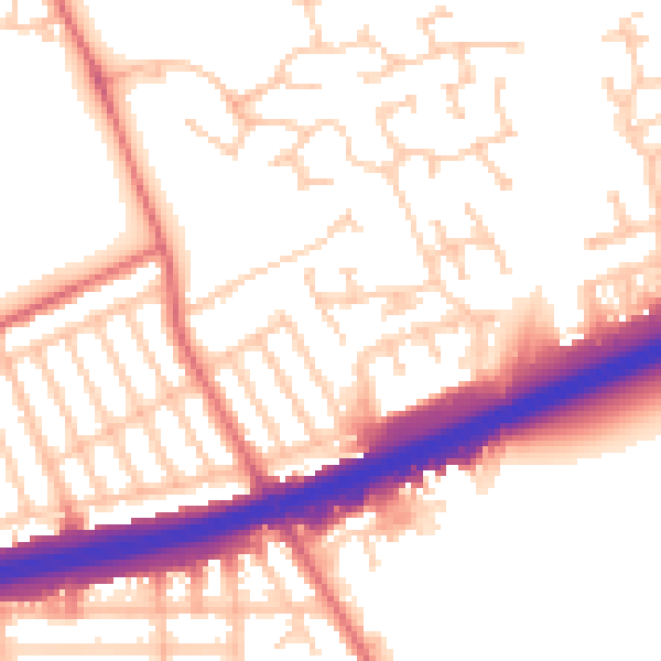 Daytime road noise heatmap for NE7 7FE