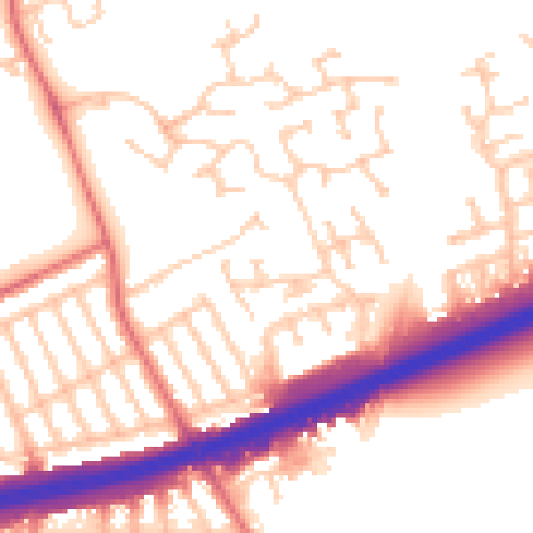 Daytime road noise heatmap for NE7 7FG