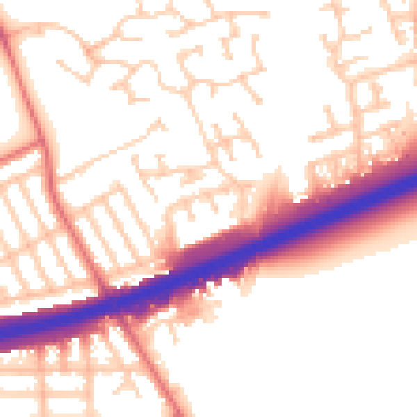 Daytime road noise heatmap for NE7 7FP