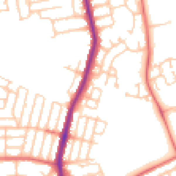 Daytime road noise heatmap for NE7 7FX
