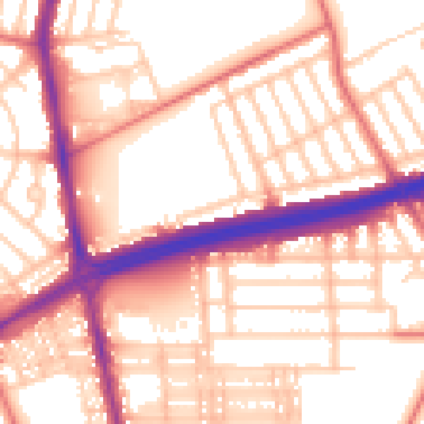 Daytime road noise heatmap for NE7 7JR