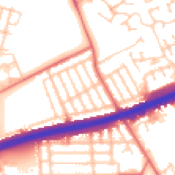 Daytime road noise heatmap for NE7 7JS