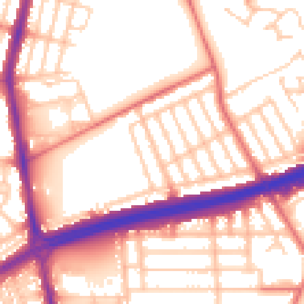 Daytime road noise heatmap for NE7 7JU