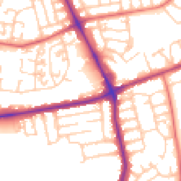 Daytime road noise heatmap for NE7 7LT