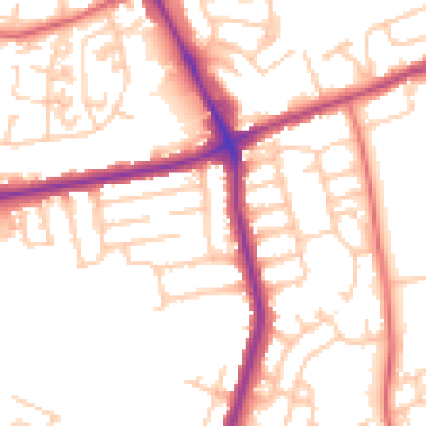 Daytime road noise heatmap for NE7 7LU