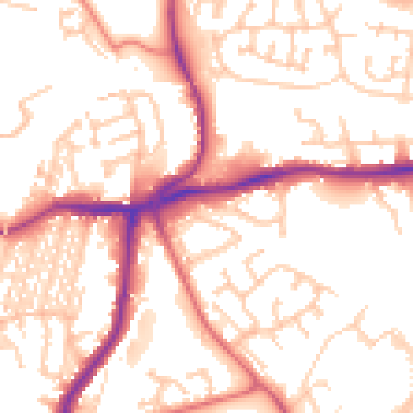 Daytime road noise heatmap for NE7 7LW
