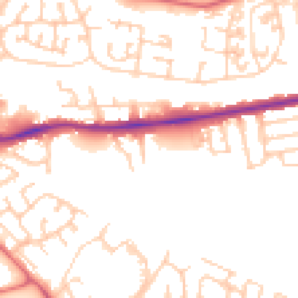 Daytime road noise heatmap for NE7 7NW