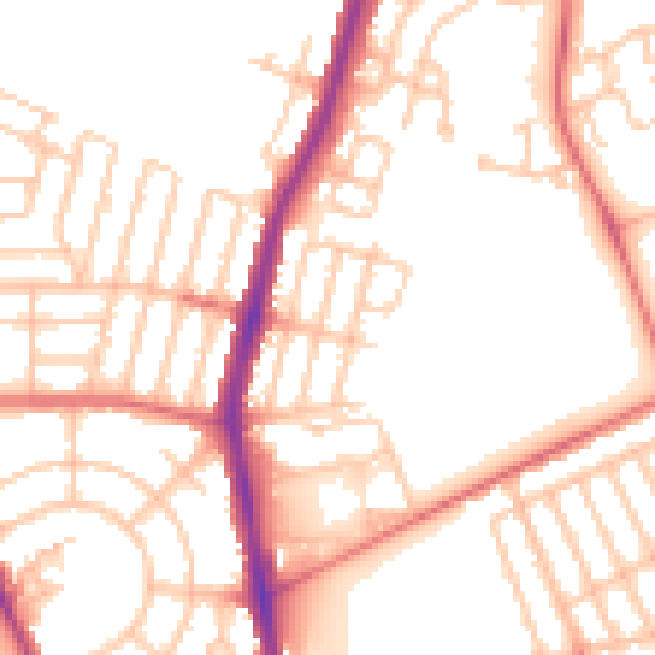 Daytime road noise heatmap for NE7 7PS