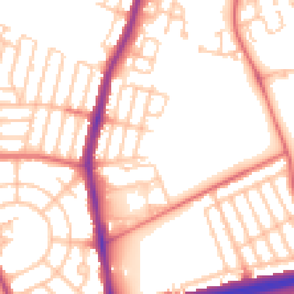 Daytime road noise heatmap for NE7 7PZ