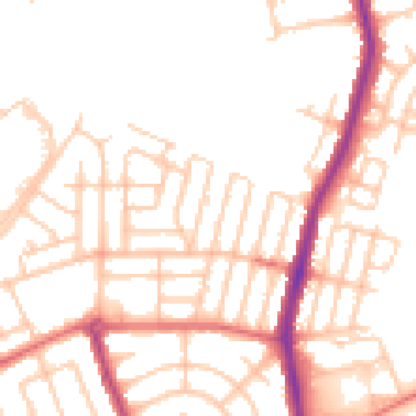 Daytime road noise heatmap for NE7 7QJ