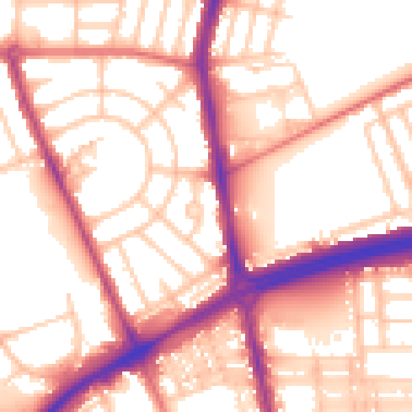 Daytime road noise heatmap for NE7 7RL