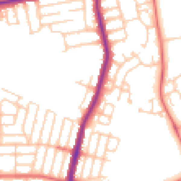 Daytime road noise heatmap for NE7 7SP