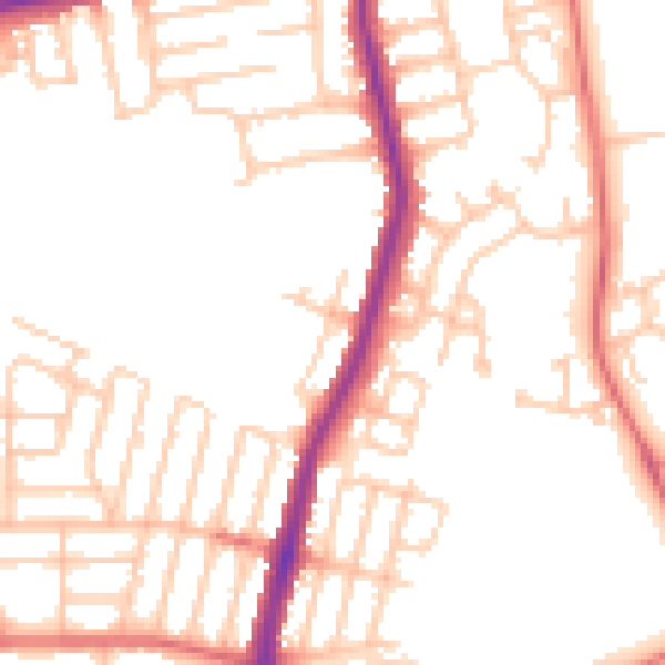 Daytime road noise heatmap for NE7 7SS