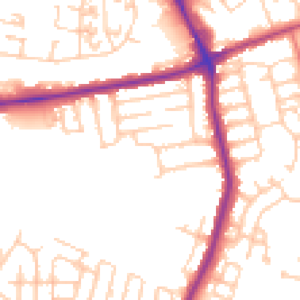 Daytime road noise heatmap for NE7 7ST