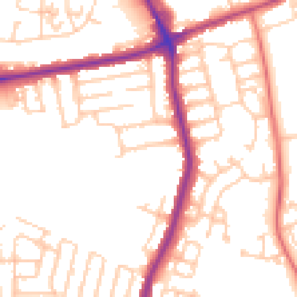 Daytime road noise heatmap for NE7 7SY