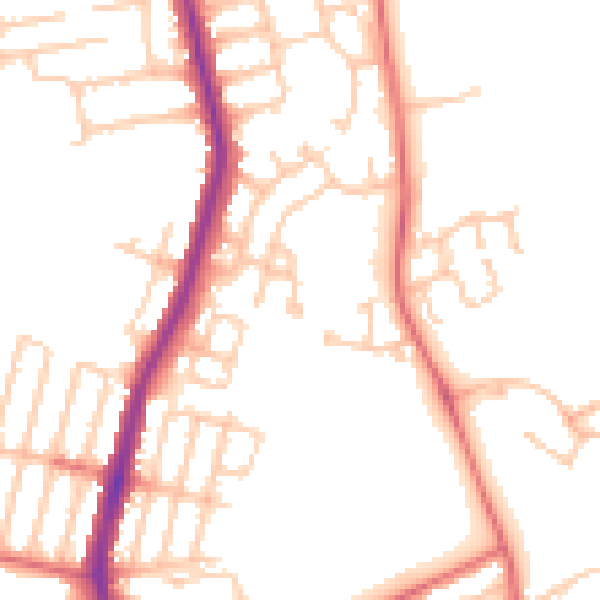 Daytime road noise heatmap for NE7 7TP