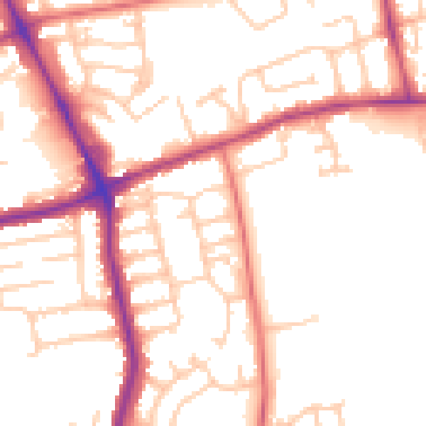 Daytime road noise heatmap for NE7 7UL