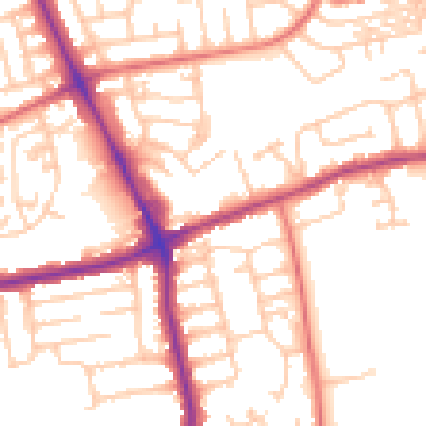Daytime road noise heatmap for NE7 7UU