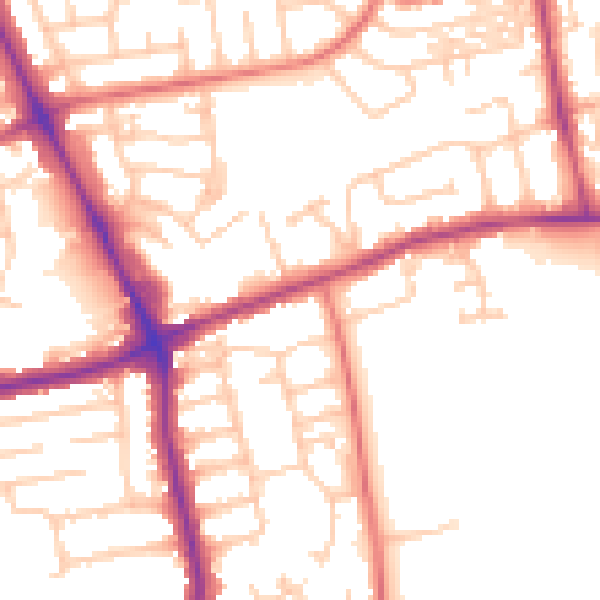 Daytime road noise heatmap for NE7 7XH