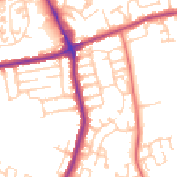 Daytime road noise heatmap for NE7 7XJ