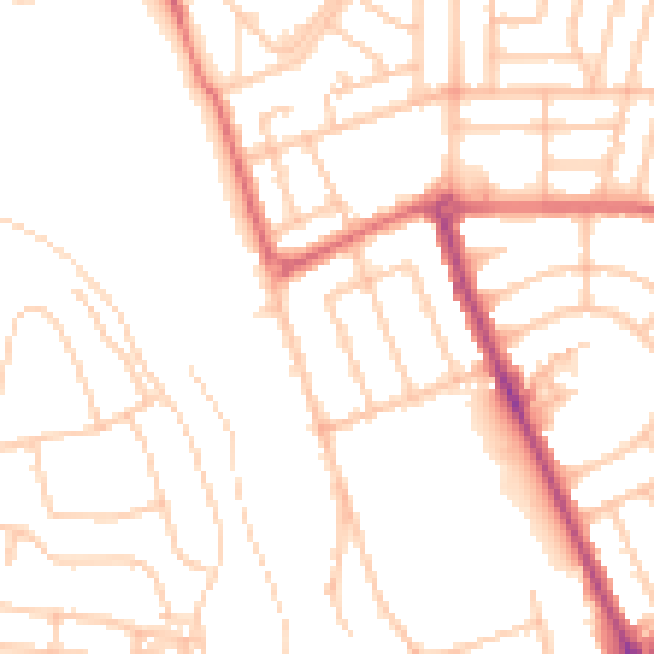 Daytime road noise heatmap for NE7 7YL