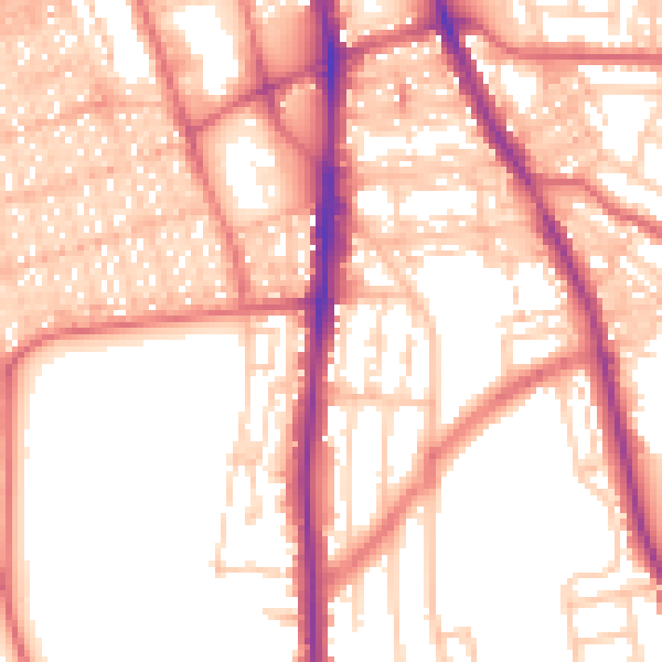 Daytime road noise heatmap for NE9 5AB