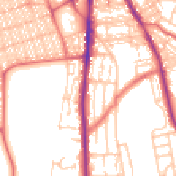 Daytime road noise heatmap for NE9 5AD