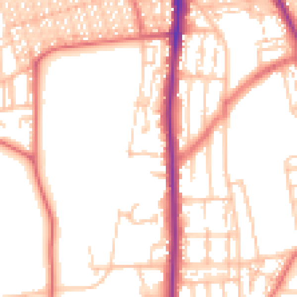 Daytime road noise heatmap for NE9 5AF