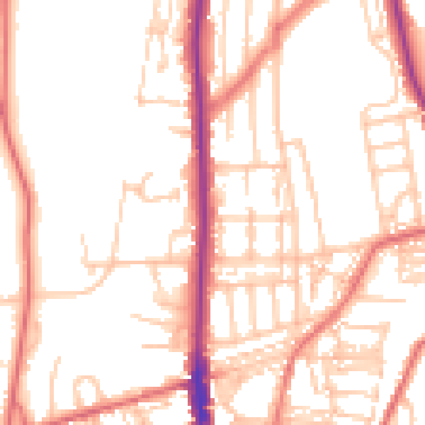 Daytime road noise heatmap for NE9 5AJ