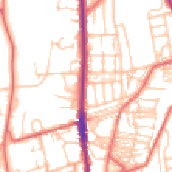 Daytime road noise heatmap for NE9 5AL