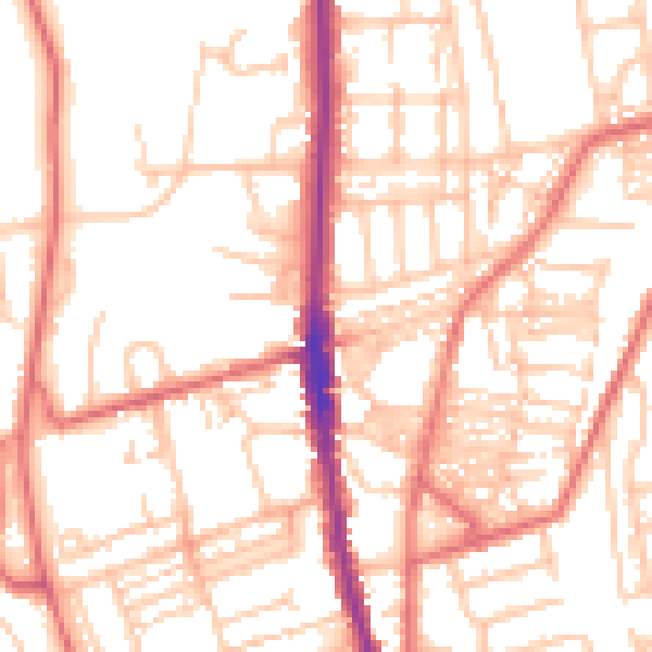 Daytime road noise heatmap for NE9 5AN