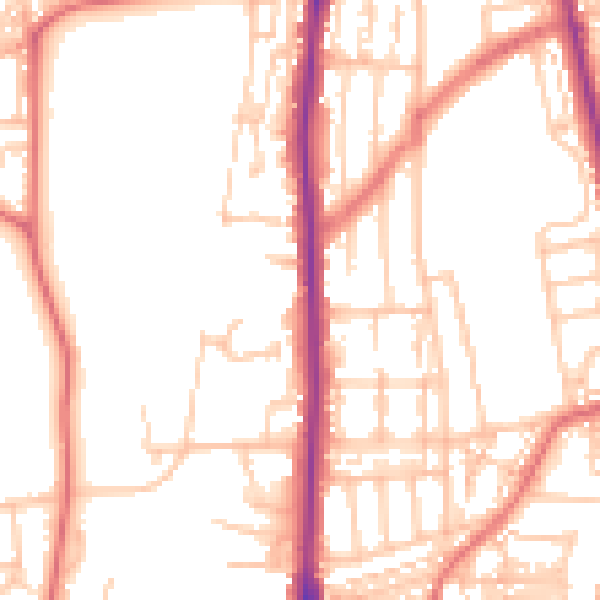 Daytime road noise heatmap for NE9 5AP