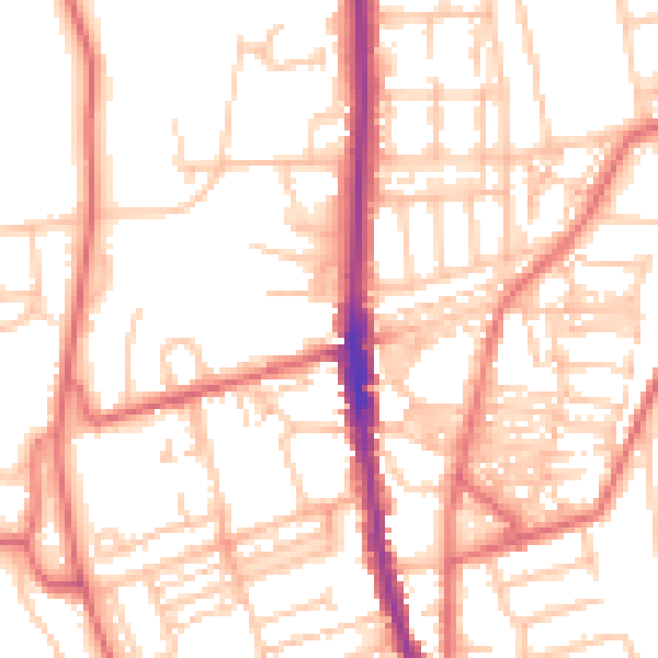 Daytime road noise heatmap for NE9 5AQ