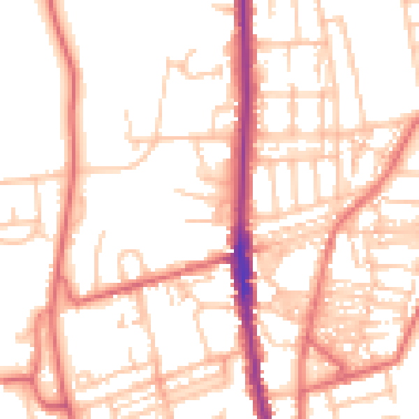 Daytime road noise heatmap for NE9 5AR