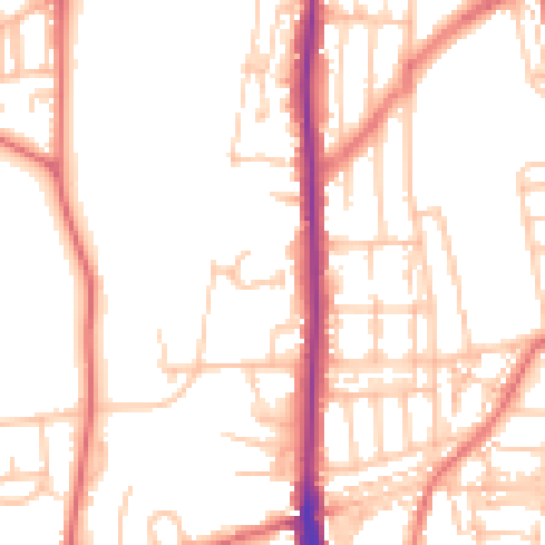 Daytime road noise heatmap for NE9 5AS