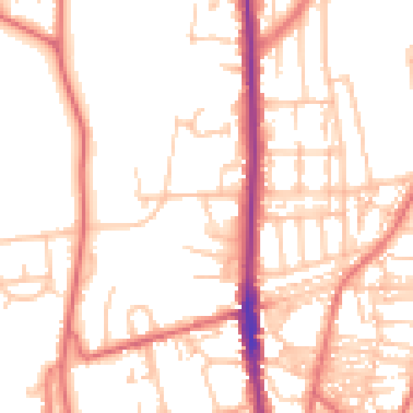 Daytime road noise heatmap for NE9 5AT