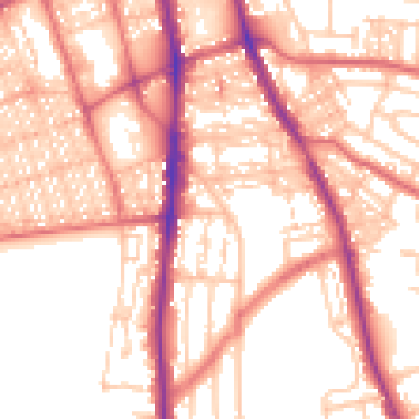 Daytime road noise heatmap for NE9 5AZ