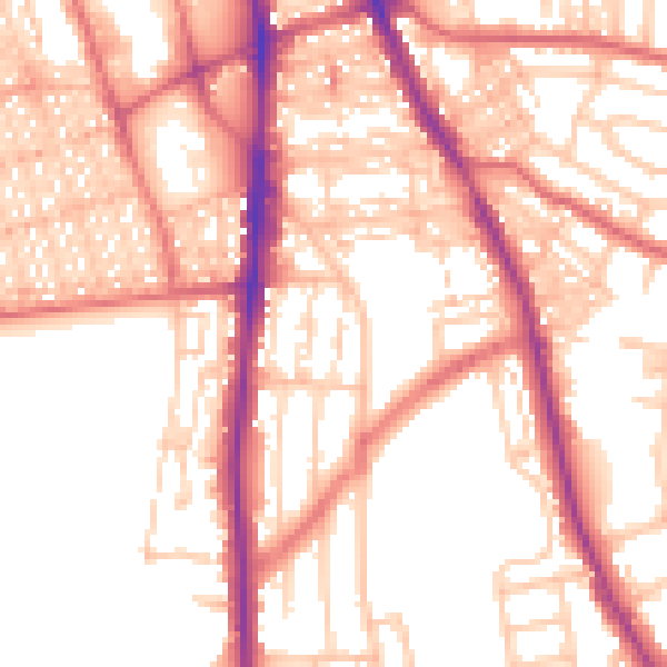 Daytime road noise heatmap for NE9 5BA