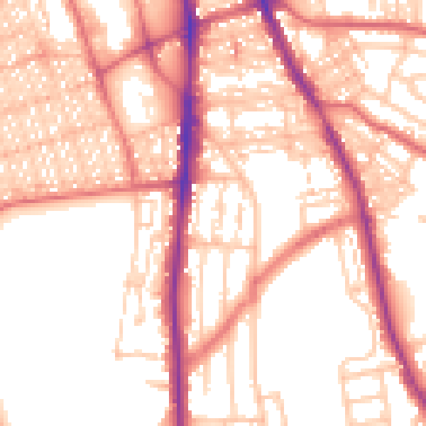 Daytime road noise heatmap for NE9 5BB