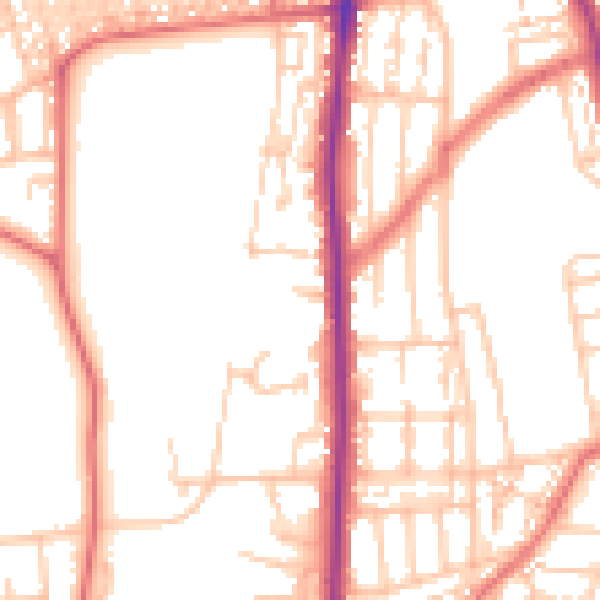 Daytime road noise heatmap for NE9 5BL