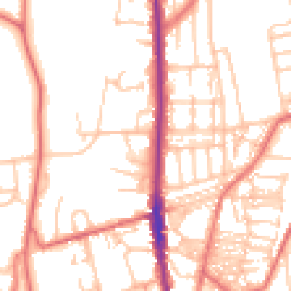 Daytime road noise heatmap for NE9 5BQ