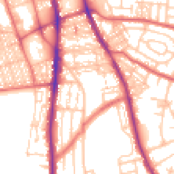 Daytime road noise heatmap for NE9 5BX