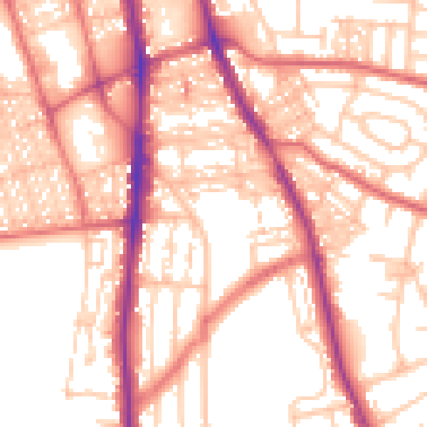 Daytime road noise heatmap for NE9 5BY