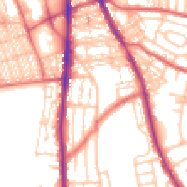 Daytime road noise heatmap for NE9 5DA