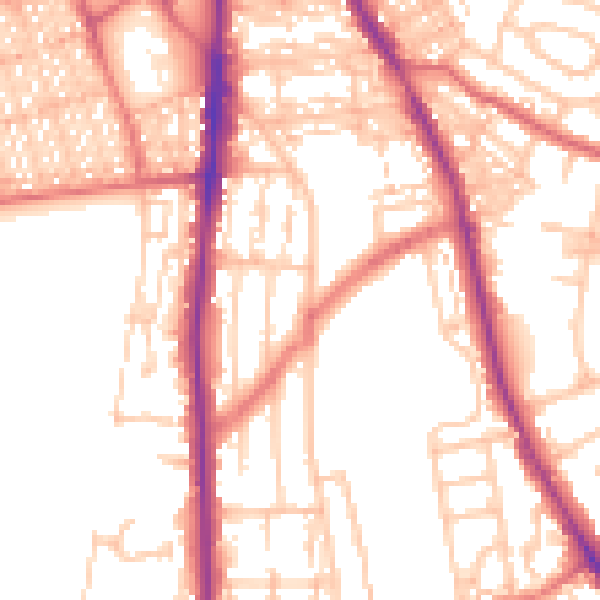 Daytime road noise heatmap for NE9 5DB