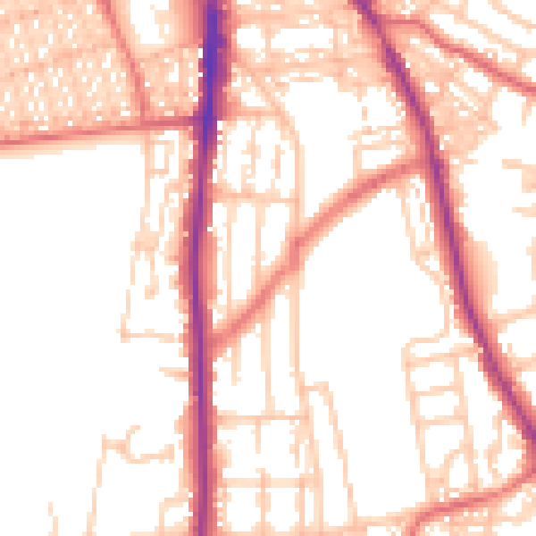 Daytime road noise heatmap for NE9 5DD