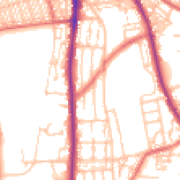 Daytime road noise heatmap for NE9 5DE
