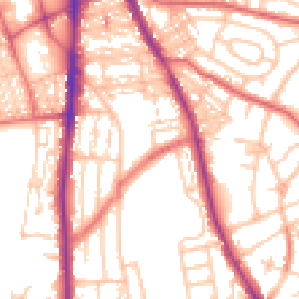 Daytime road noise heatmap for NE9 5DJ
