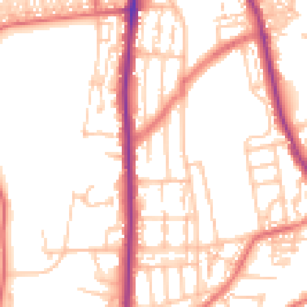 Daytime road noise heatmap for NE9 5DL